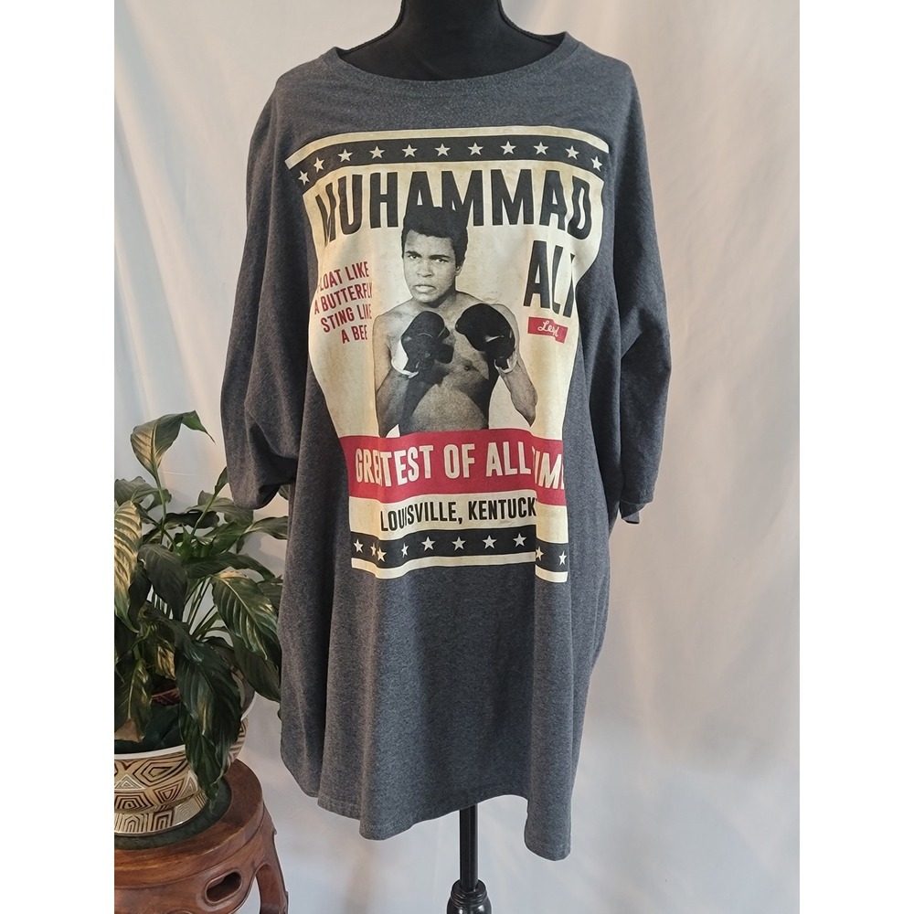 Muhammad Ali Greatest of All Time Graphic T-Shirt Charcoal Grey 5XL Boxing Tee